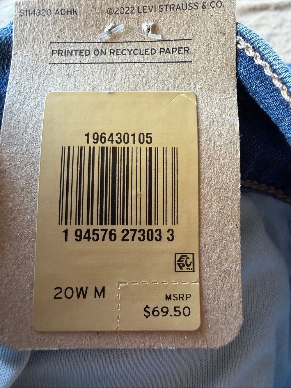 Levi's 311 Shaping Skinny Jeans Tummy Control Stretch Medium Wash Blue 20W NEW - Picture 10 of 13